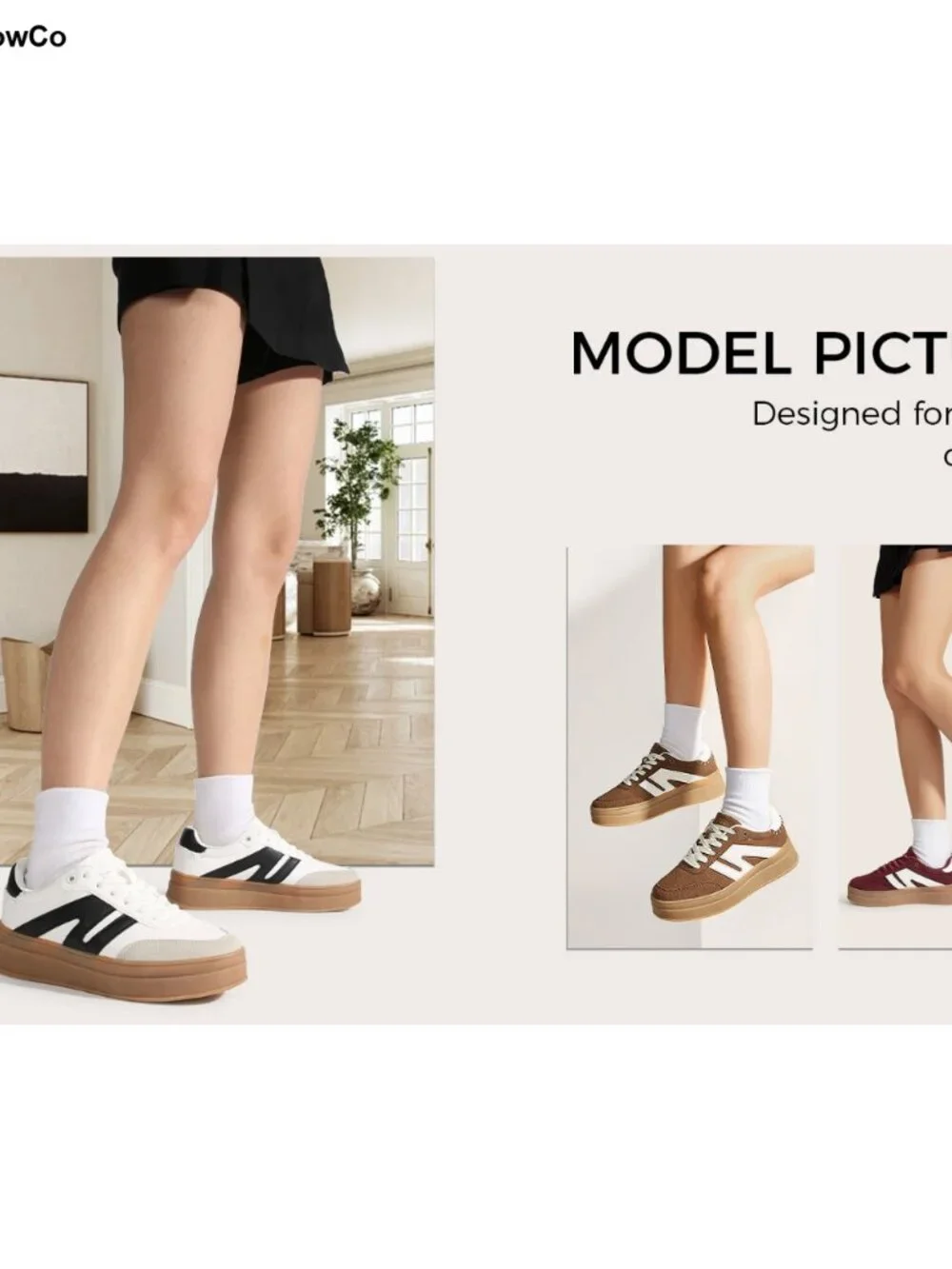 Platform Retro Fashion Classic Sneakers Cow Suede PU Leather Lace-Up 1.96 Inch
